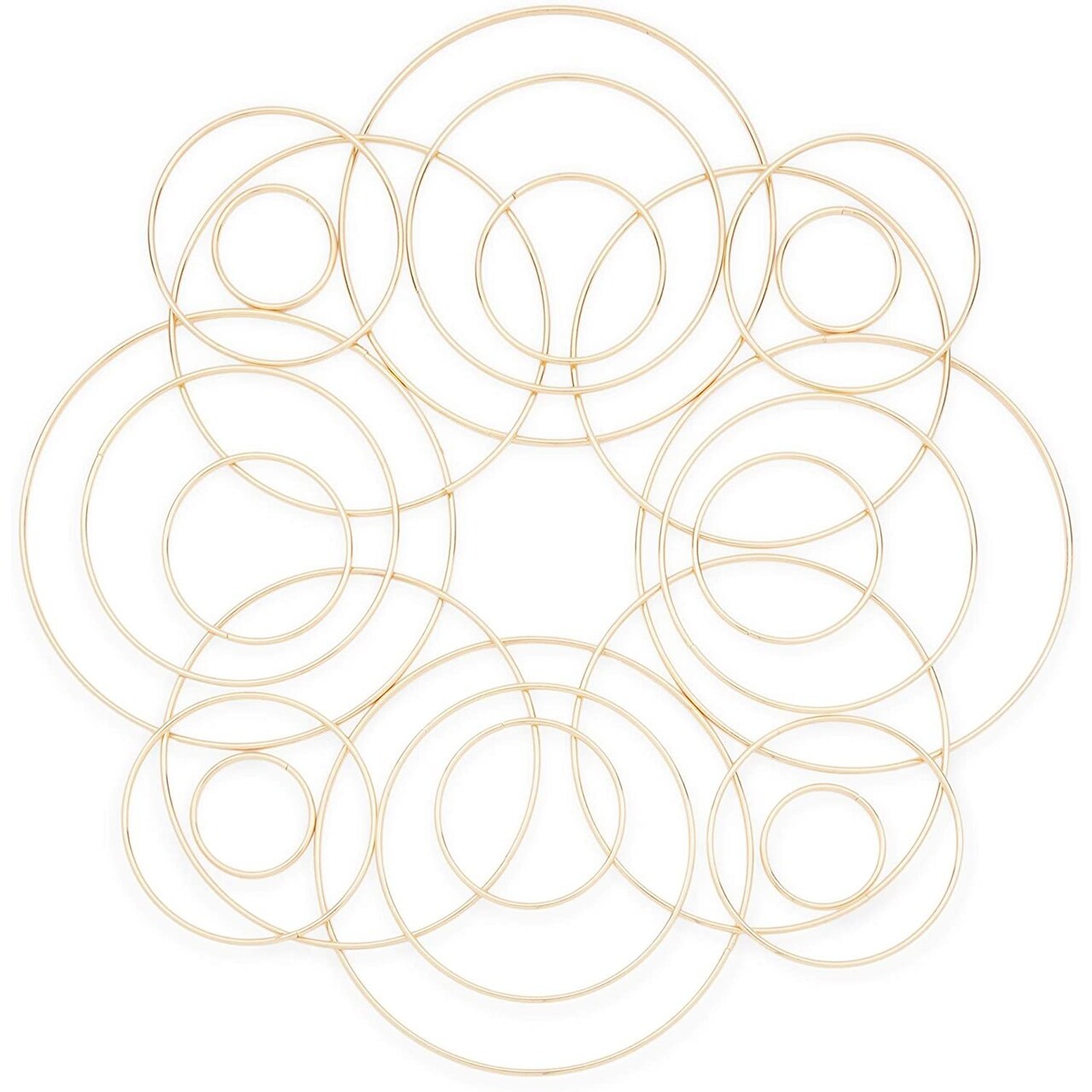 Bright Creations Metal Rings for Crafts, Macrame, and Dream Catchers (6 Sizes, Gold, 24 Pack)